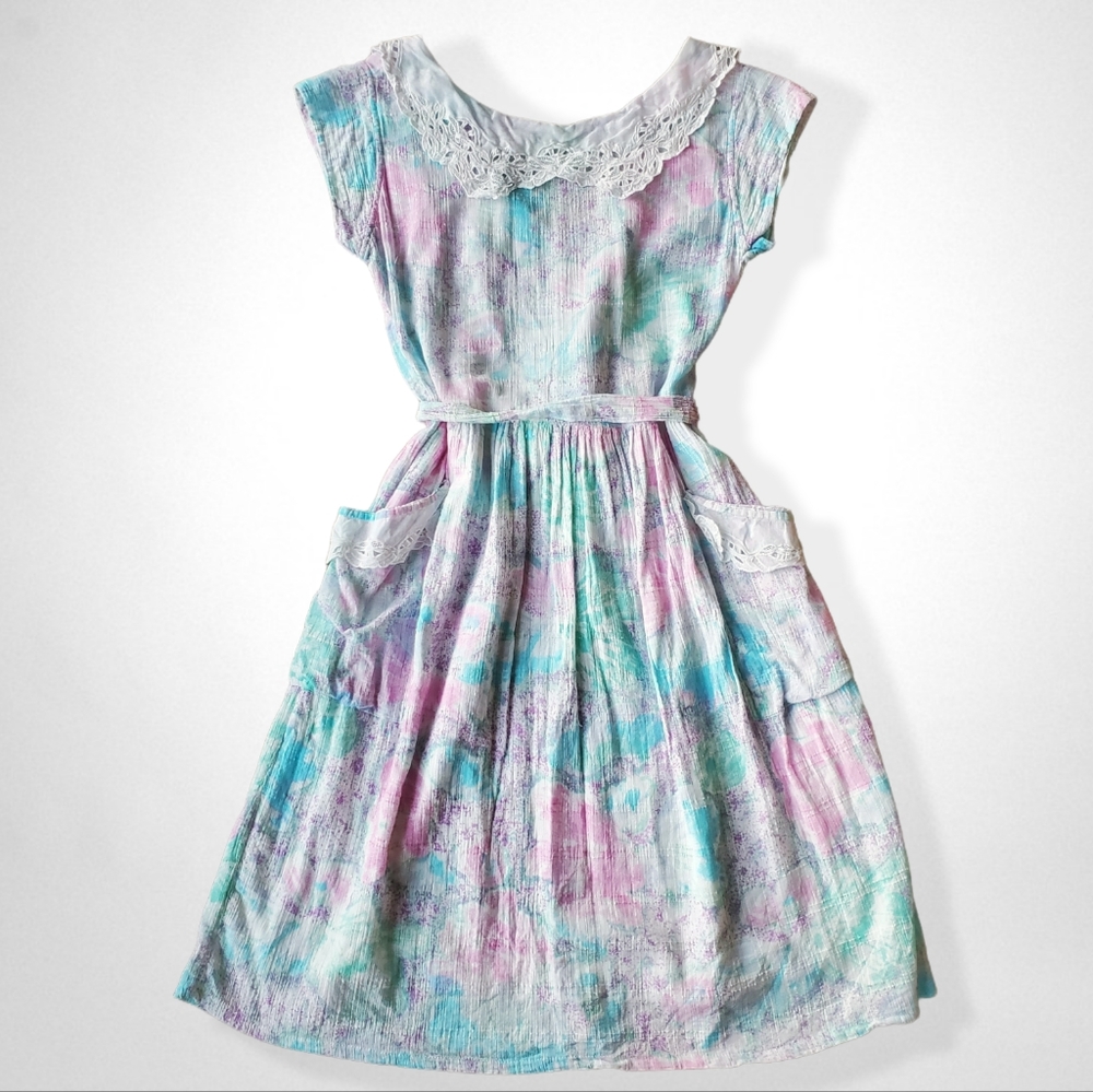 Vintage 1980s Pastel Print Dress